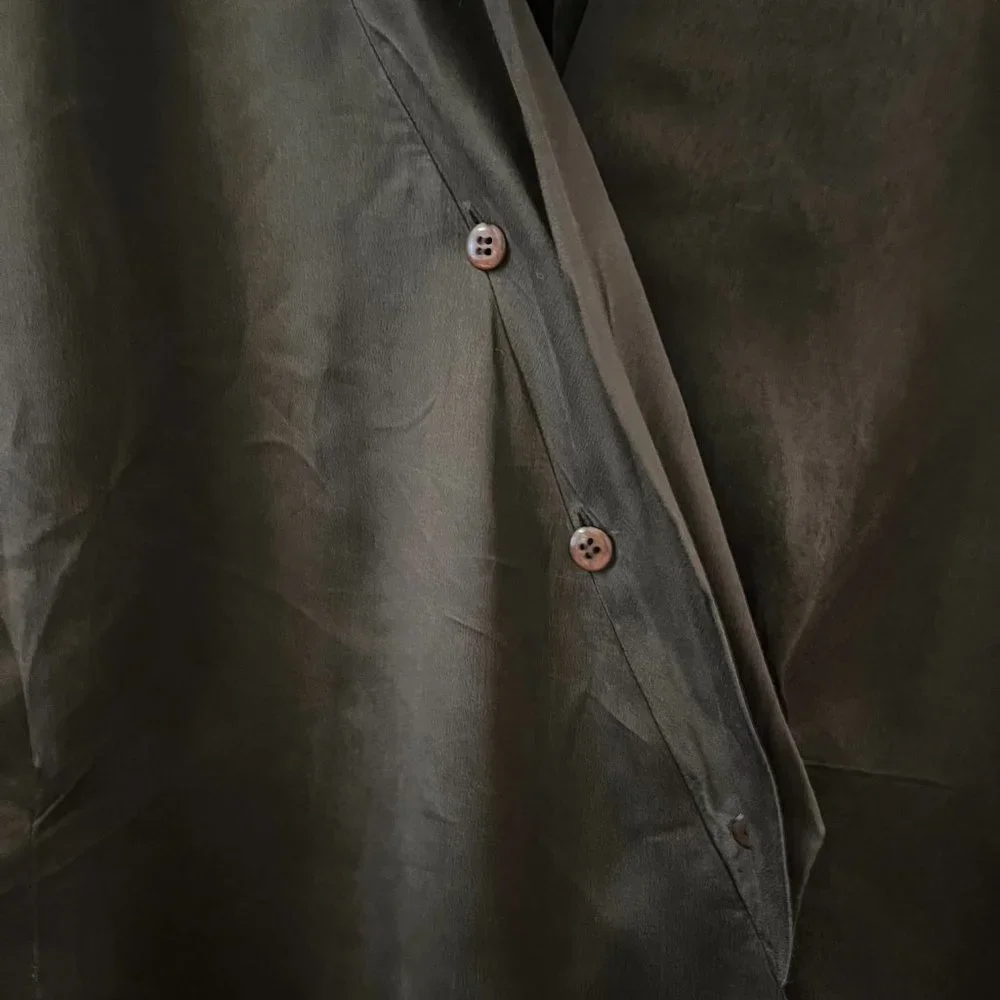 Chocolate Brown Button-down Blouse - Picture 4 of 6